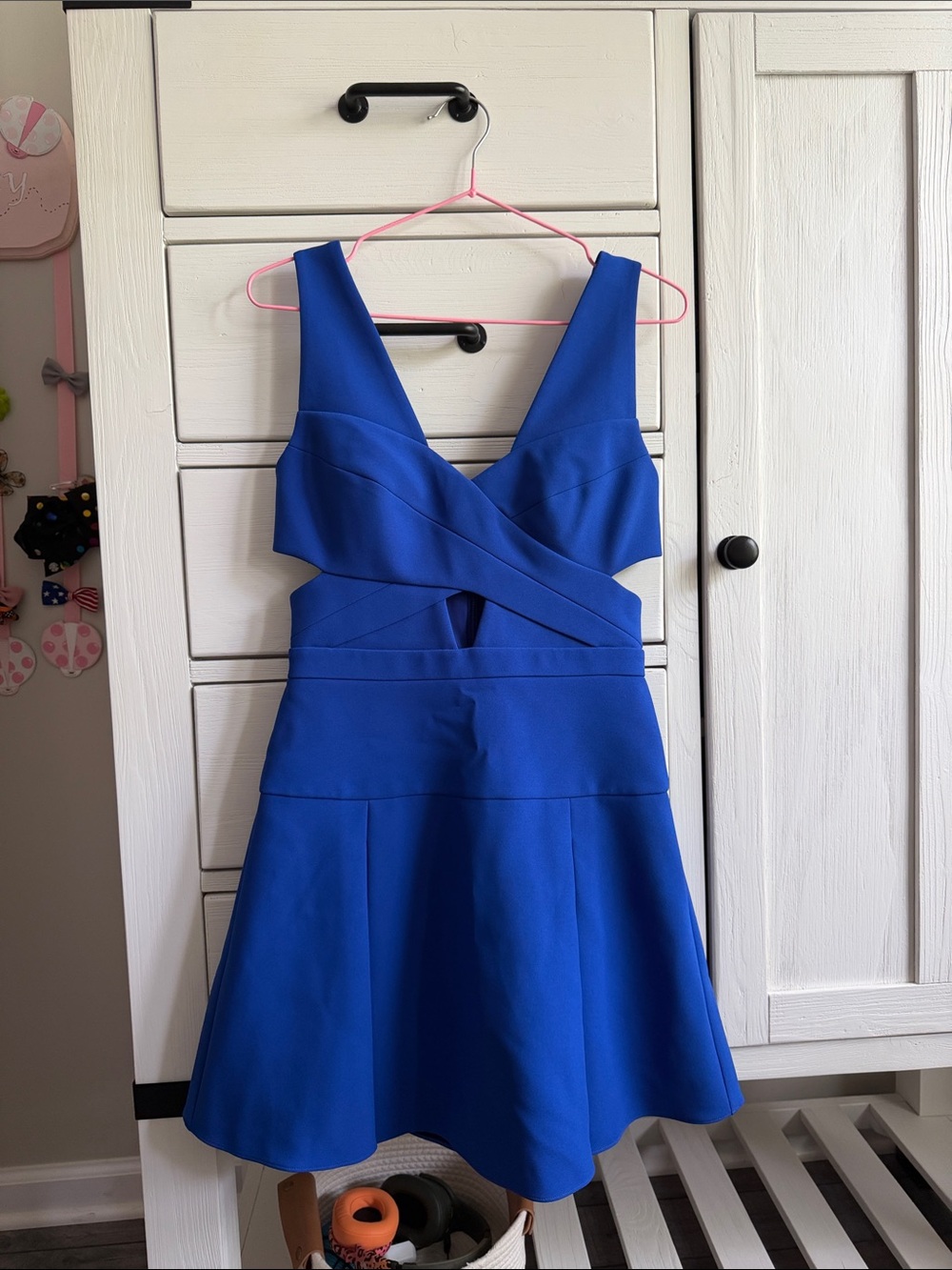 BCBGMaxAzria Cobalt Blue Cutout Flared Mini Dress